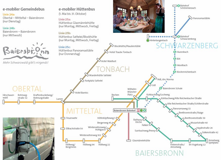 Entdecken Sie das Liniennetz der Gemeinde-E-Busse in Baiersbronn